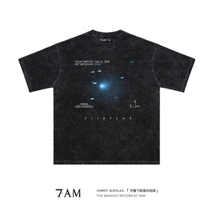 人类升维水洗做旧纯棉短袖 ATLAS外星人造访新纪元 T恤极客 7AM