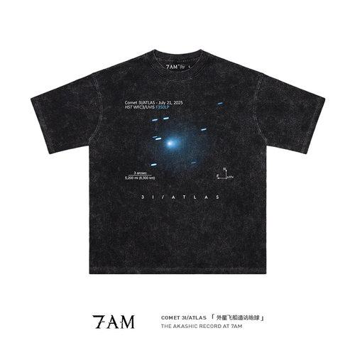 7AM-3I/ATLAS外星人造访新纪元人类升维水洗做旧纯棉短袖T恤极客