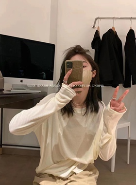 软糯t恤女长袖2026新款早春装打底内搭上衣户外防晒衫睡衣现货