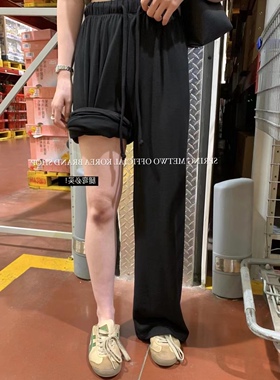 冰丝休闲阔腿裤女夏季薄款黑色小个子宽松显瘦直筒裤子垂感长裤
