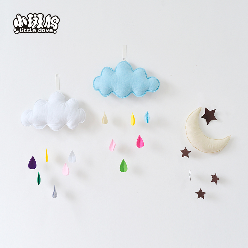 帐篷手工云朵雨滴布艺墙贴挂件图片