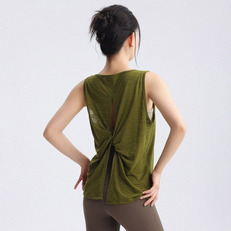 宽松瑜伽服女运动露背罩衫薄款夏健身服套装普拉提训练服背心透气