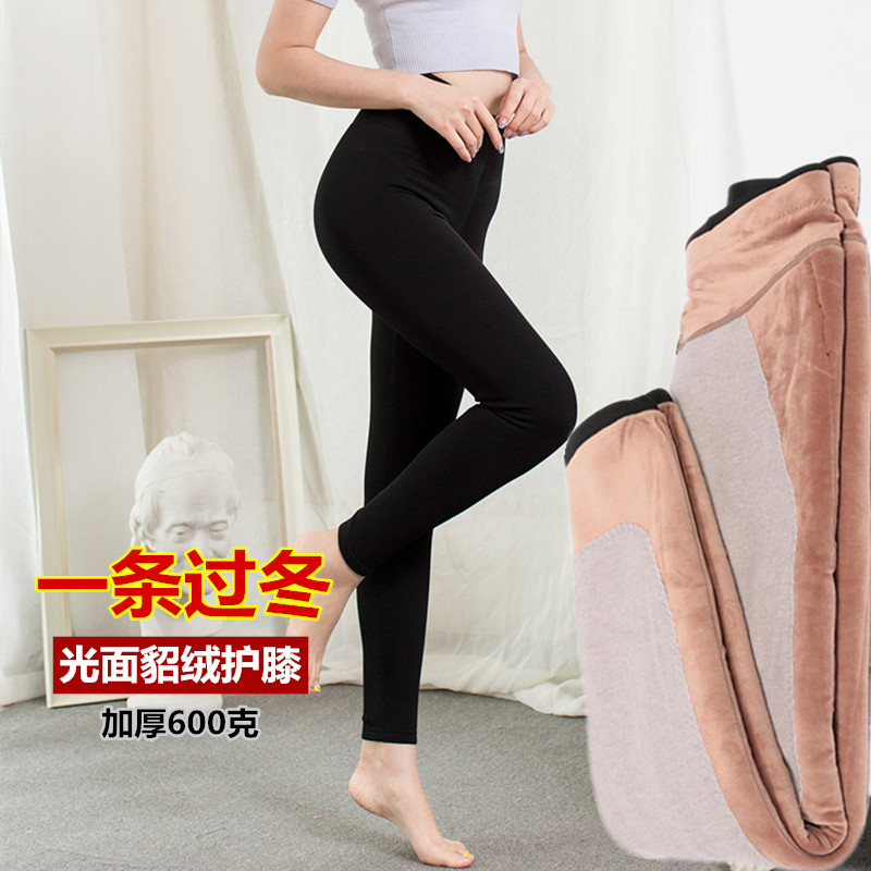 紫晶依加厚貂绒护膝女保暖裤
