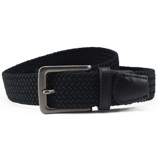 带 帆布编制无孔中青年皮带弹力裤 头层皮针扣男士 蚕丝编织腰带宽