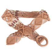 镂空女士装 韩国女腰封裙带复古编织腰带宽波西米亚装 饰百搭时尚 饰