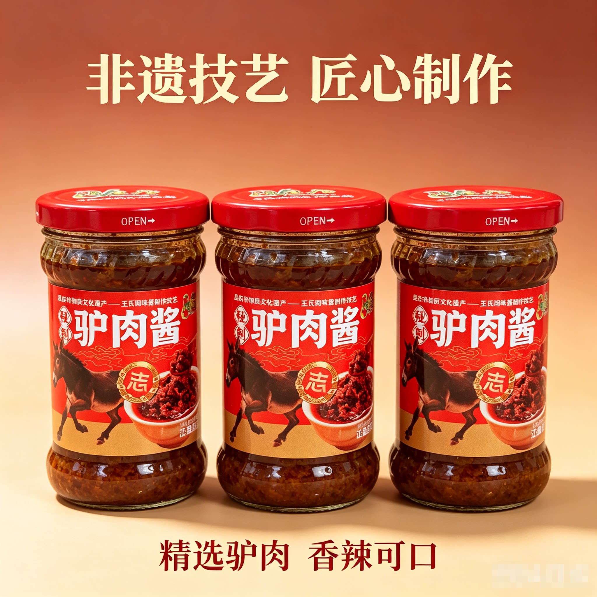 正宗香菇牛肉酱香辣金蝉酱驴肉酱辣椒酱