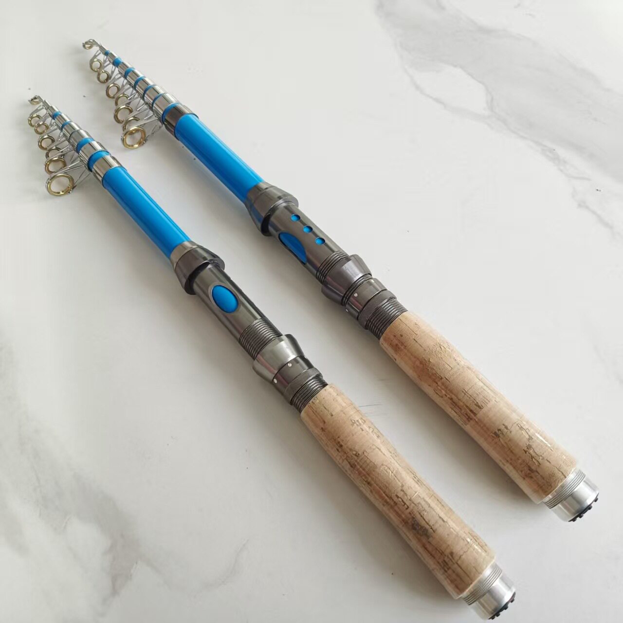 超短小海竿迷你海杆超硬短节钓鱼竿蓝色伸缩杆子方便携带