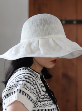 Earthtone“云朵”亚麻质感针织!日本超大帽檐渔夫帽折叠防晒遮阳