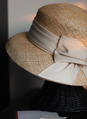 Earthtone“浅草”天然宝草+日本醋酸！法式复古赫本灯罩草帽礼帽