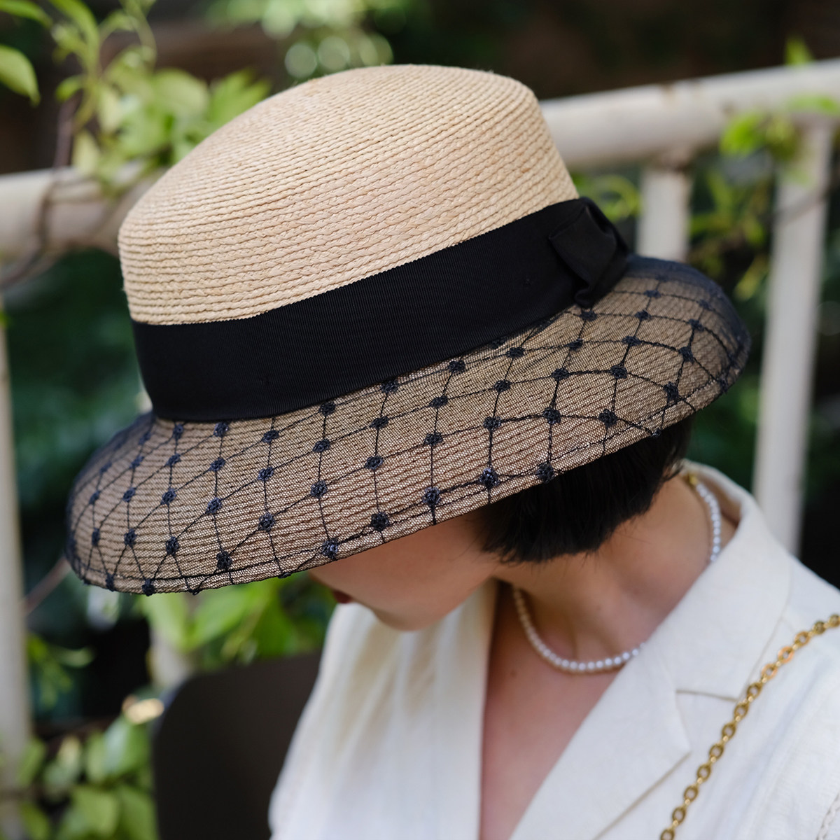 earthtone"卡米尔"法式复古小赫本灯罩帽 春夏细拉菲草防晒草帽