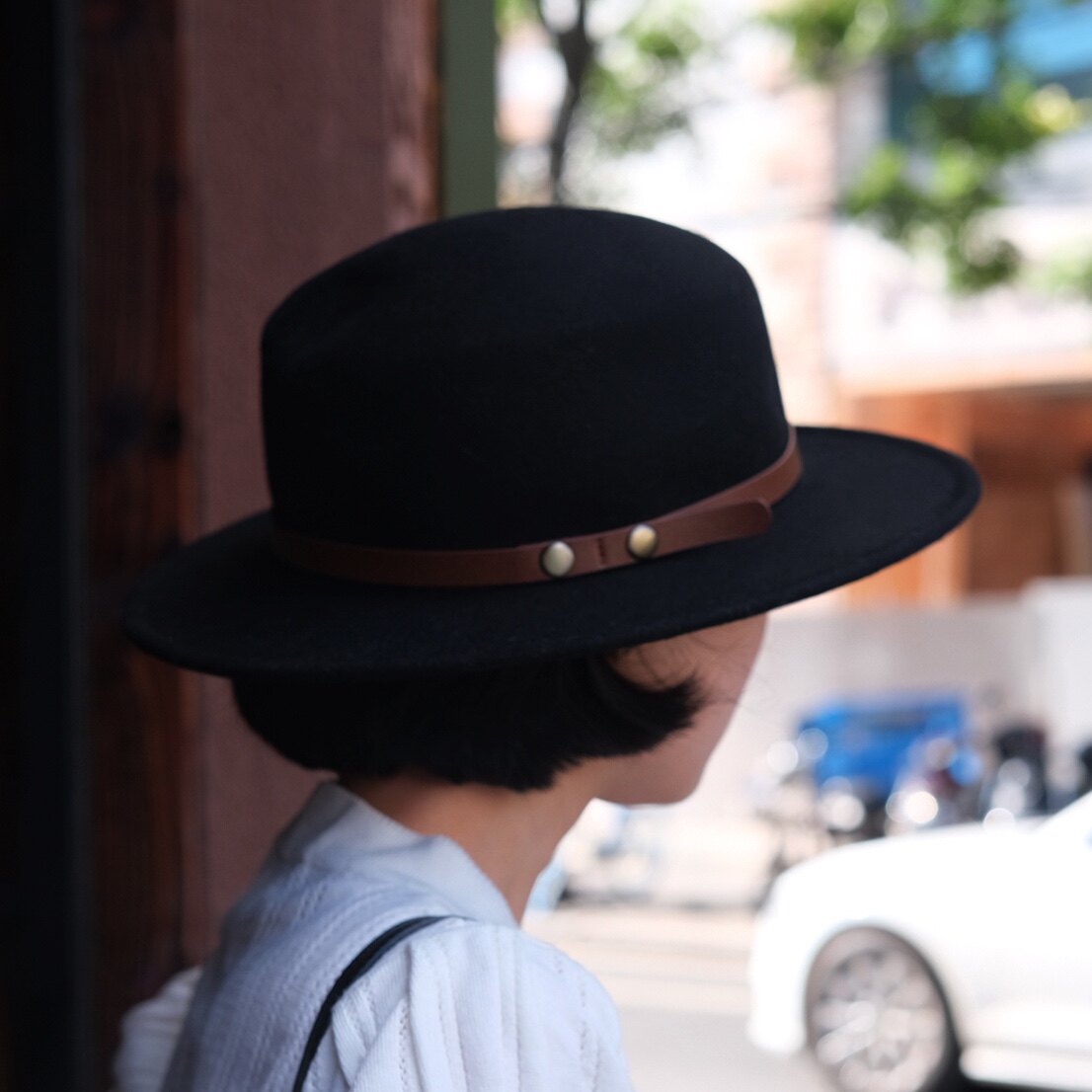 法式复古平顶羊毛呢礼帽旅行四季