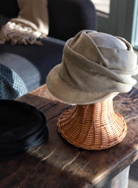 Earthtone“新宿之秋”出口日本鸭舌帽兔毛堆堆帽遮阳报童帽子女