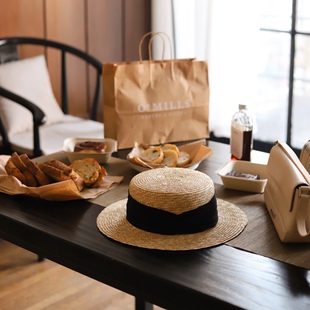 Earthtone“罗马假日1.0”法式复古经典麦秆草帽春夏平顶度假礼帽