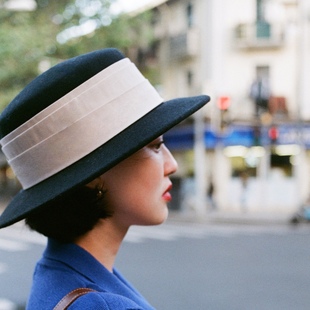 Earthtone“李记者”澳洲羊毛+棉麻!法式复古毡帽毛呢帽平顶礼帽