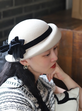 Earthtone“福禄记”澳洲羊毛!千金小姐礼帽法式复古卷边空姐贝雷