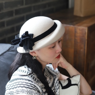 Earthtone“福禄记”澳洲羊毛!千金小姐礼帽法式复古卷边空姐贝雷