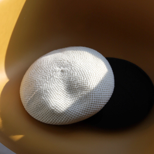 Earthtone“汤圆”100%羊毛钩花针织贝雷帽