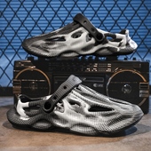 下雨天包头凉拖两用防滑青少年运动沙滩凉鞋 洞洞鞋 男夏外穿半拖鞋