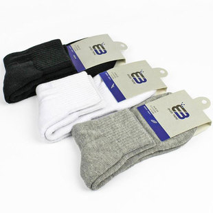 纯棉运动袜加厚全棉毛巾底毛圈袜中筒四季防臭运动袜子男女款