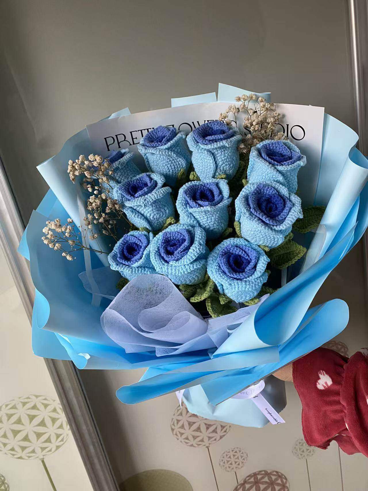 DIY纯手工编织成品毛线钩针玫瑰花编织手作礼物自制,服饰配件/皮带/帽子/围巾,DIY编织材料包,淘宝优惠券,粉丝福利购,淘宝优惠卷