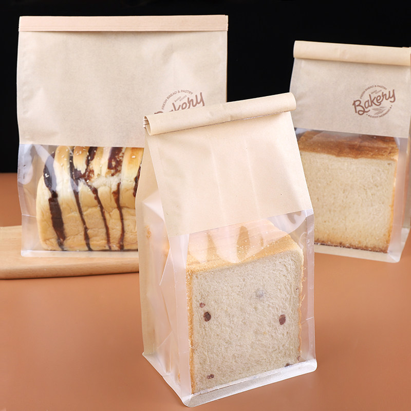 吐司面包450g铁丝卷边包装袋透明麻薯牛角包切片吐司烘焙食品袋子