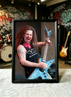 Pantera潘多拉吉他手Dimebag Darrell带框装饰画重金属电吉他挂画