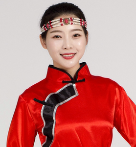 新款蒙古族舞蹈演出头饰男手工头饰藏族民族珠子发饰蒙古藏袍佩饰