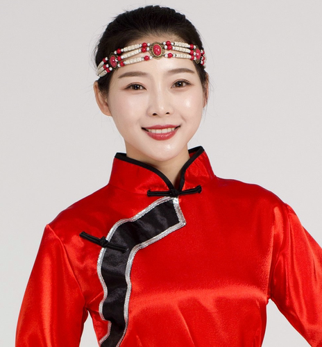 新款蒙古族舞蹈演出头饰男手工头饰藏族民族珠子发饰蒙古藏袍佩饰