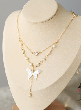 悦己容白蝶贝蝴蝶女项链
