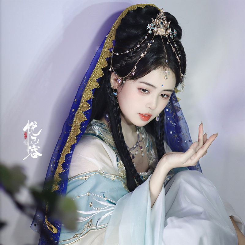 悦己容花钿铜镀金复古汉服