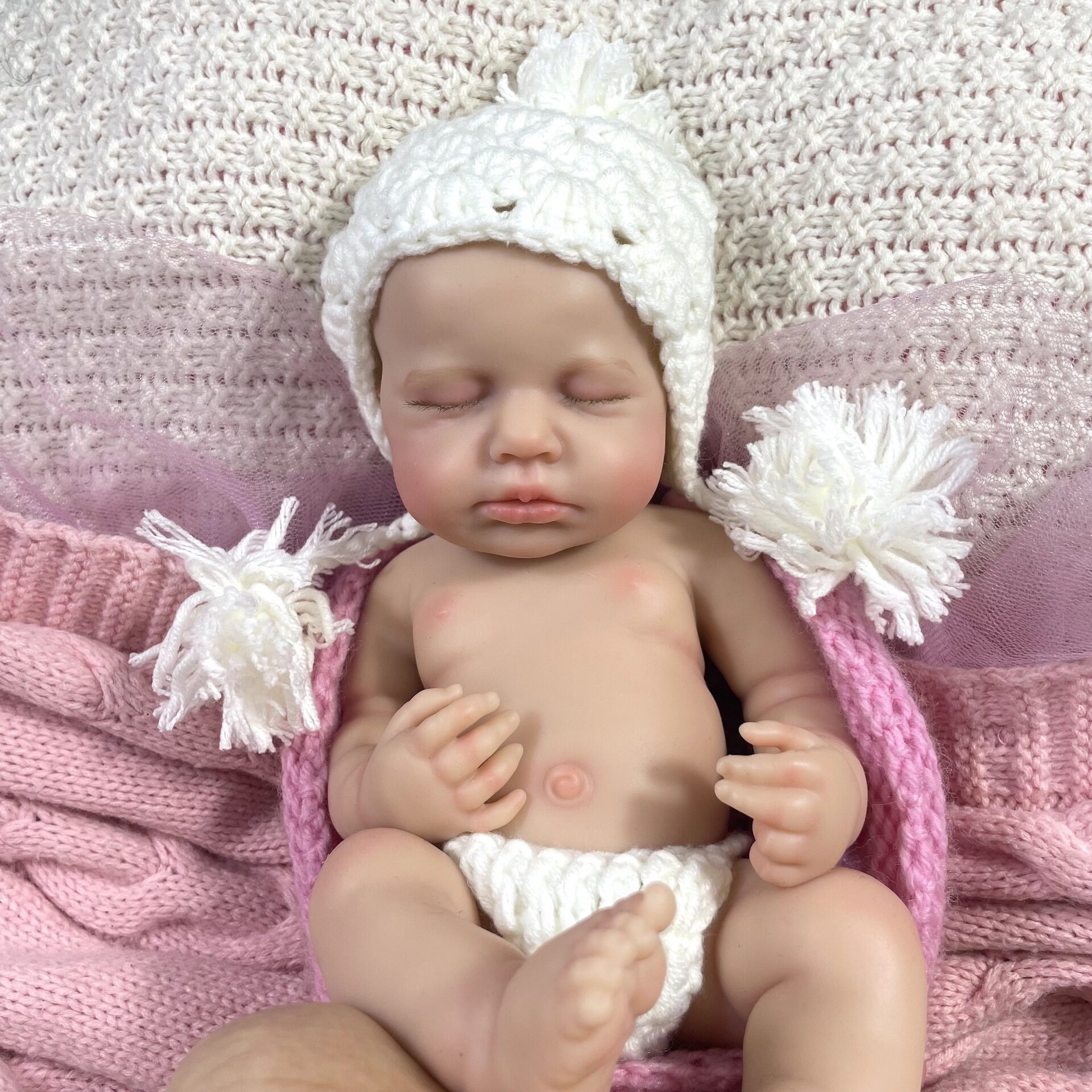 34厘米实心Q弹硅胶手工婴儿仿真重生迷你微缩娃娃儿童节玩具礼物