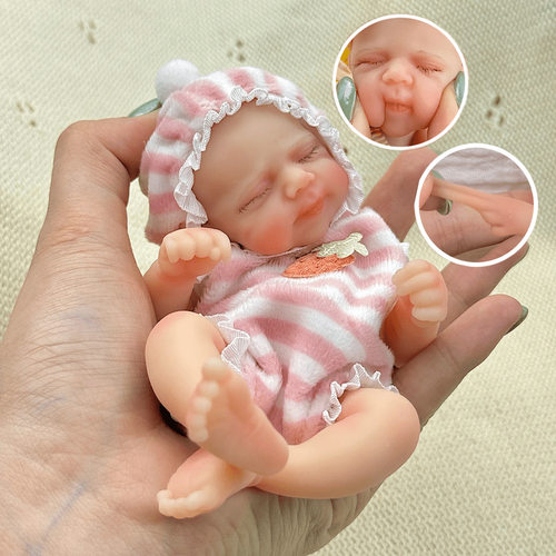 reborn baby doll15cm实心硅胶重生娃娃仿真娃娃玩具跨境一件代发
