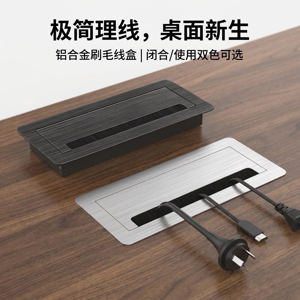 穿线盒长方形电脑桌线孔盖办公桌桌面开孔盖板电视柜出线盒装饰盖
