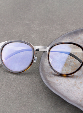 超轻钛眼镜架近视眼镜框男9704姜文圆框配近视蓝光变色镜片大脸框