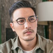 日式 手工眼镜架男女复古板材近视眼睛框文艺方框超轻纯钛中金5058