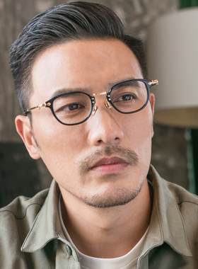 日式手工眼镜架男女复古板材近视眼睛框文艺方框超轻纯钛中金5058