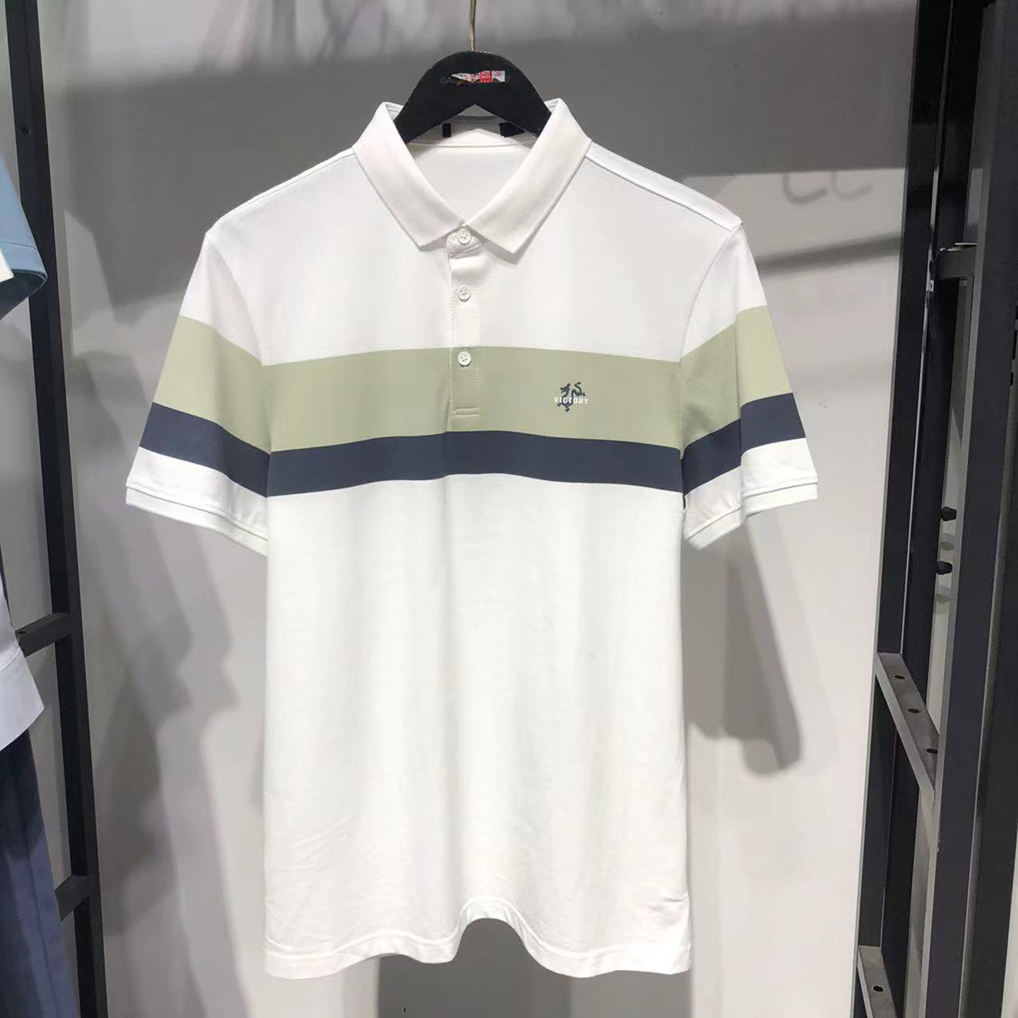 品牌男装！大牌撤柜！撞色条纹翻领POLO衫男短袖商务休闲半袖上衣