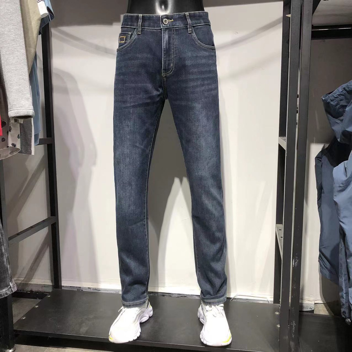 品牌男装！大牌撤柜！修身直通牛仔裤男弹力长裤深蓝色男款休闲裤