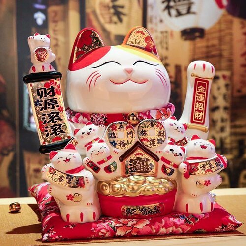 陶瓷摇手招财猫店铺摆件开业送礼