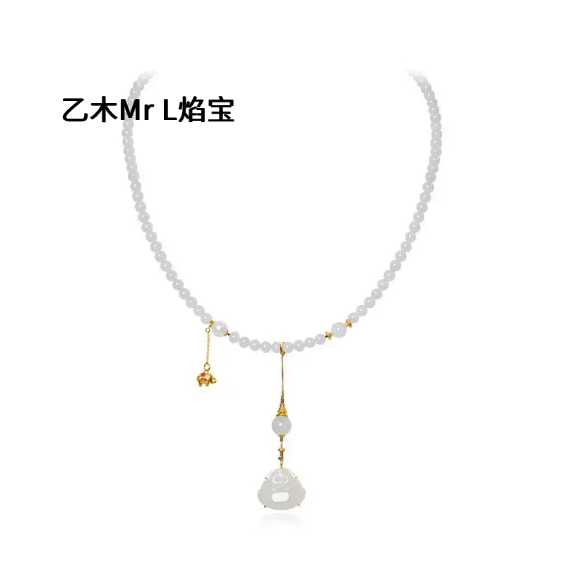 天然缅甸冰种翡翠A货佛公吊坠项链女珍珠珐琅彩纯银镀金2025新款