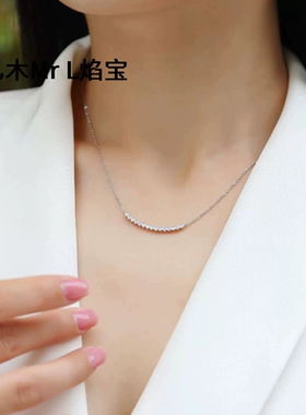 欧美一字型s925银莫桑石吊坠时尚吊坠项链纯银吊坠送女朋友礼物