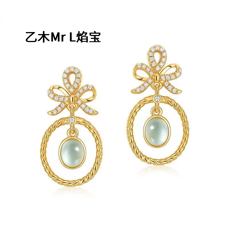 日系轻奢葡萄石耳环女S925银重工高级感复古潮流小众耳饰