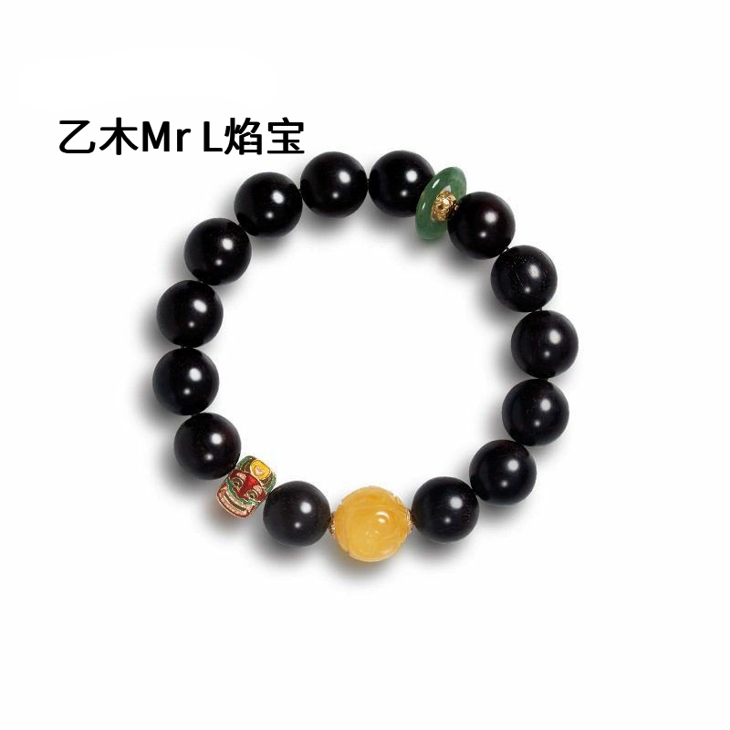 天然印度小叶紫檀手串女款蜜蜡回纹珠手链珐琅彩纯银镀金源头工厂