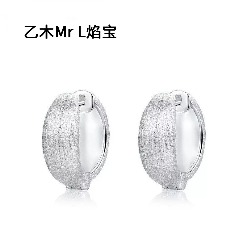 时尚简约几何手工拉丝耳扣高级精致百搭S925纯银耳环小众设计耳饰