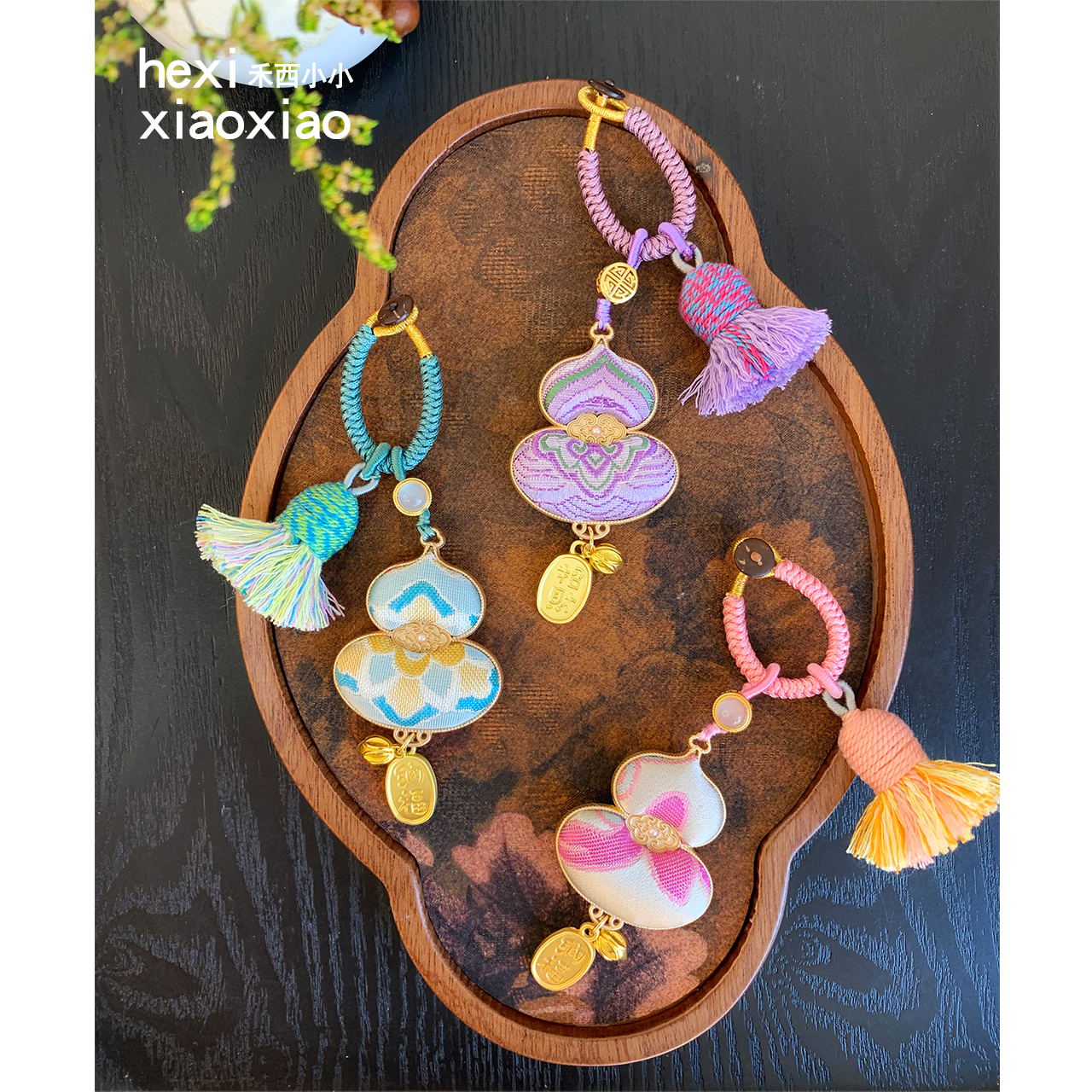 中式仿宋锦手工吊坠流苏挂件