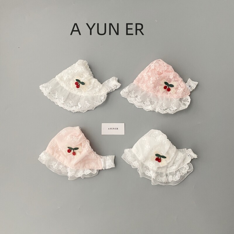 婴儿帽子春夏季薄款韩系花边女宝宝护囱门宫廷帽新生儿公主囟门帽