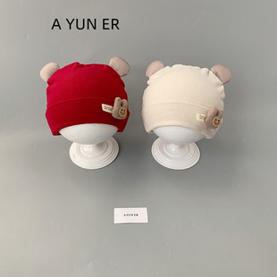 婴儿帽子秋冬季 小月龄婴幼儿保暖套头帽新生儿男女宝宝护囟门胎帽
