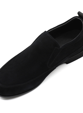 真皮男鞋秋冬季新款2024反绒皮休闲皮鞋厚底百搭一脚蹬磨砂乐福鞋