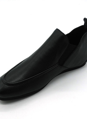 2024秋冬男士纯色休闲皮鞋时尚真皮男鞋百搭套脚休闲鞋软牛皮潮鞋