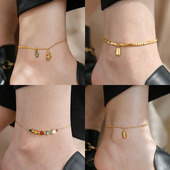 夏天 钛钢不掉色脚链2026新款 潮小众设计镀18K金高级感足链脚环女